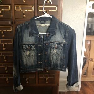 Cropped jean jacket.